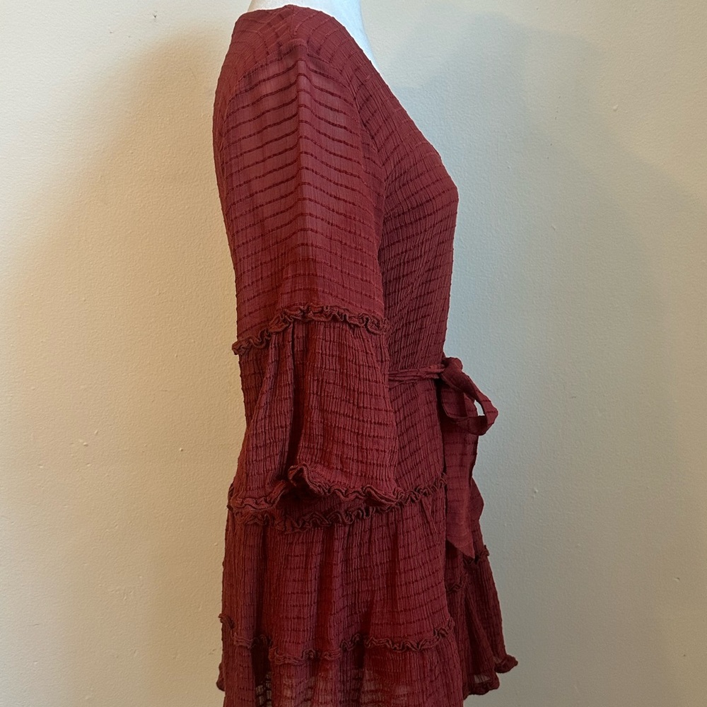 Entro Rust Red Mini Ruffle Dress - Picture 7 of 11